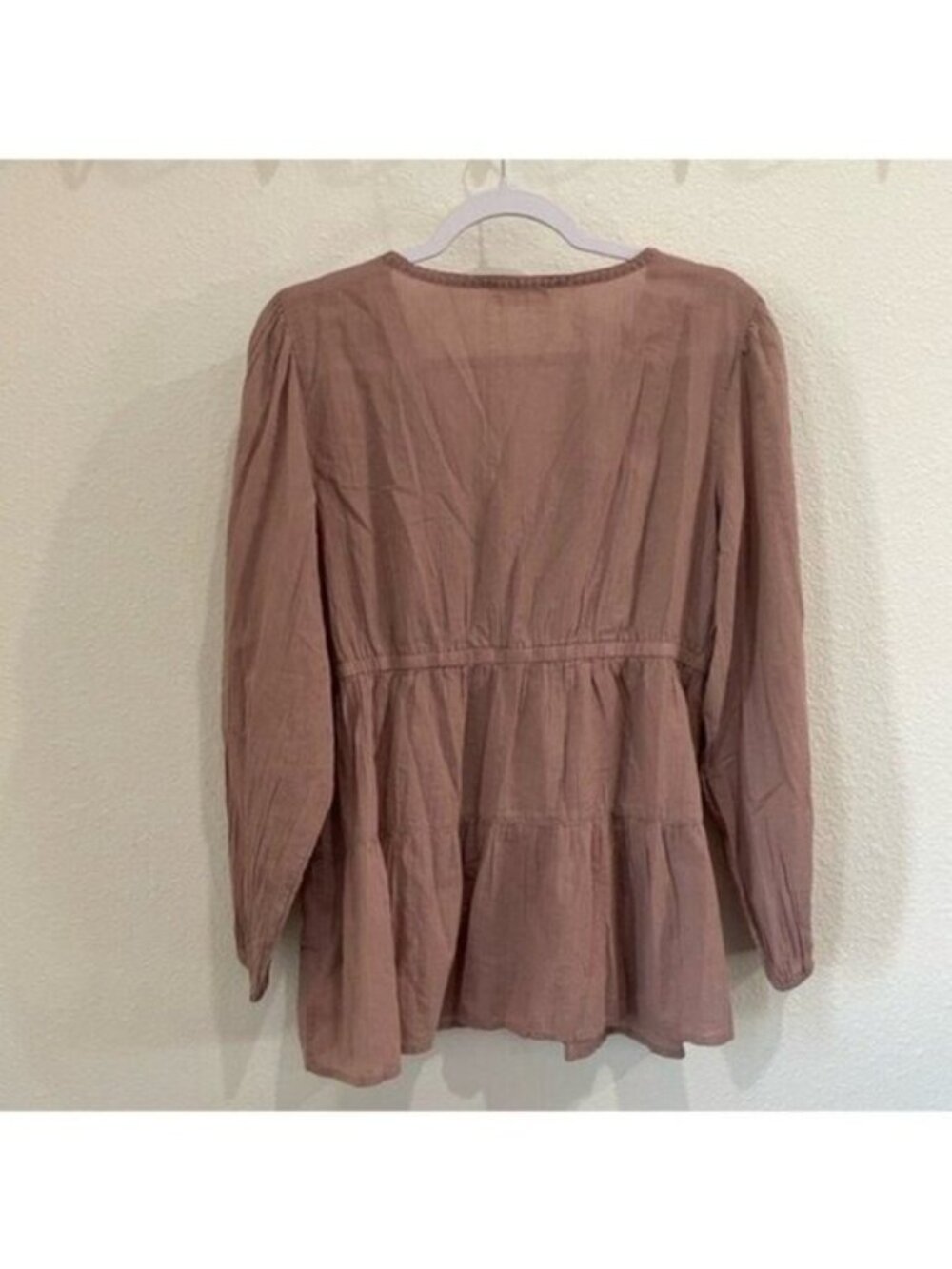 New Lucky Brand Embroidered Top Boho Gauzy Feminine Dainty Blush - Picture 10 of 11